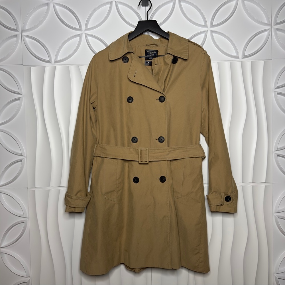 Abercrombie & Fitch Tan Double-Breasted Trench Coat